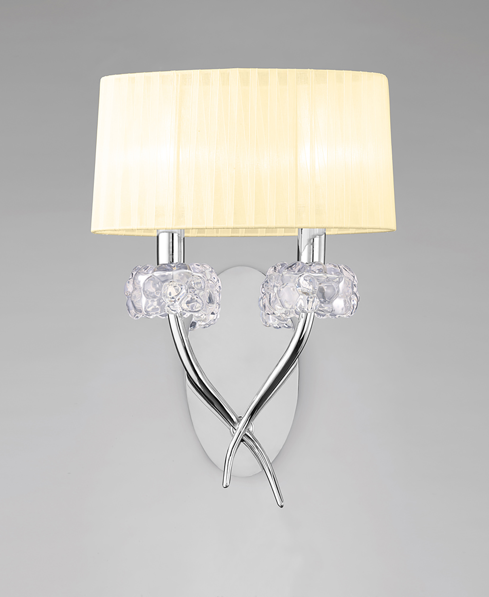 Loewe Polished Chrome-Cream Wall Lights Mantra Armed Wall Lights